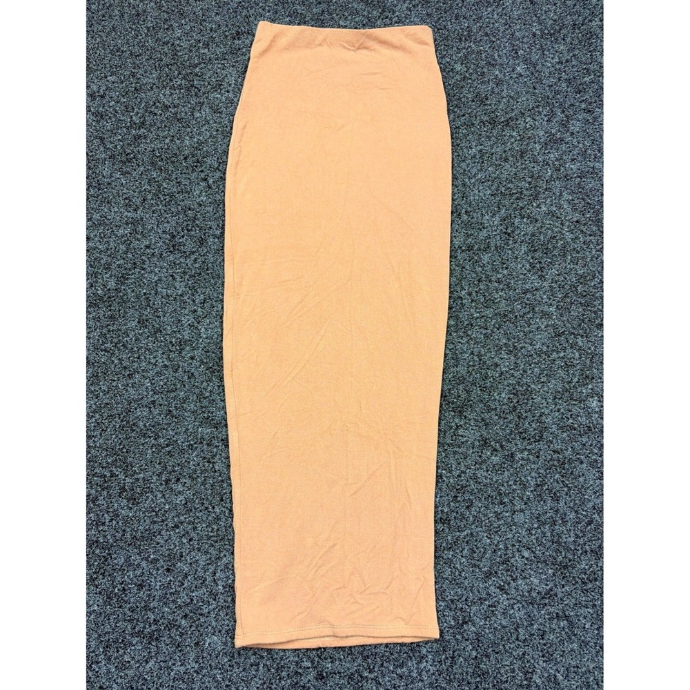 Naked Wardrobe Skirt Womens S Tan NW-S0044 Maxi Bodycon Stretch Minimalist Chic